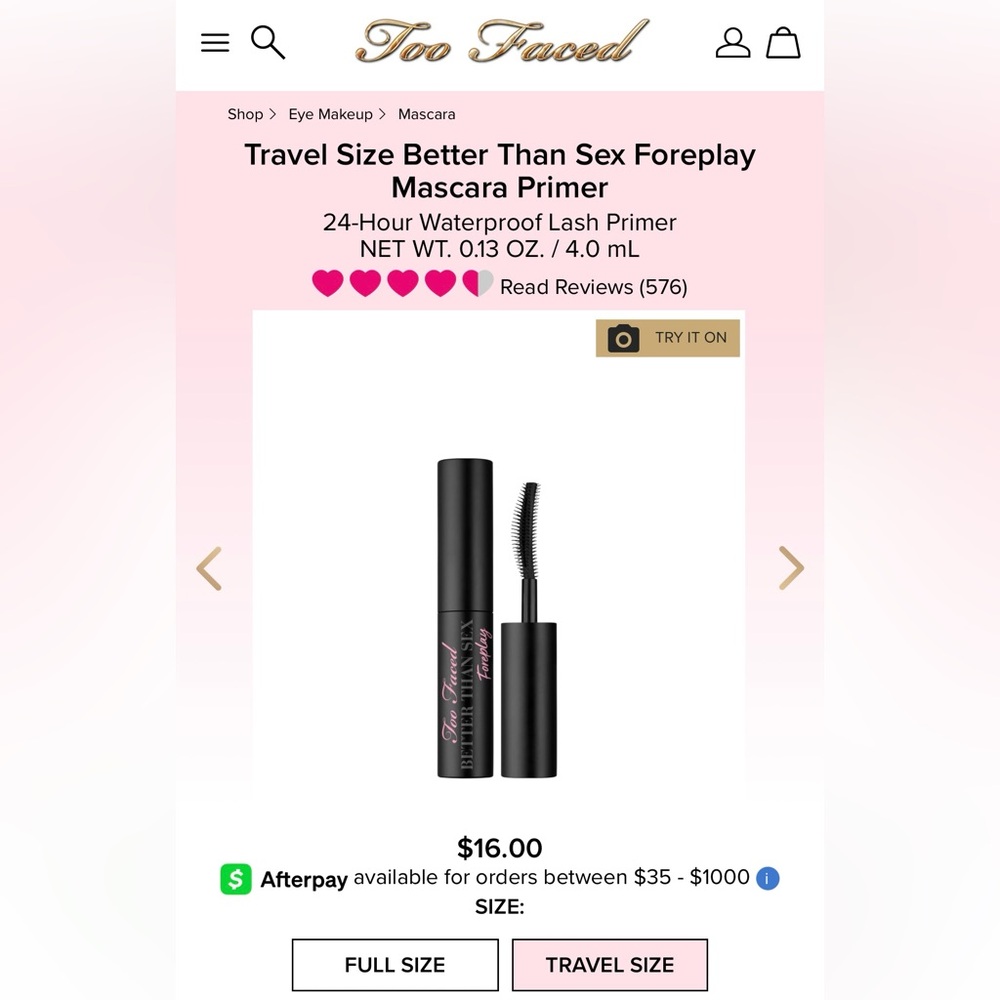 Too Faced Better Than Sex Black Lash Primer TRAVEL SIZE